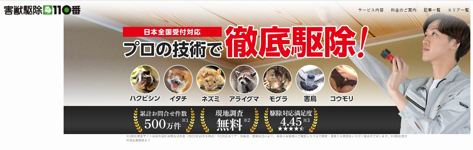  害獣駆除110番の口コミ評判